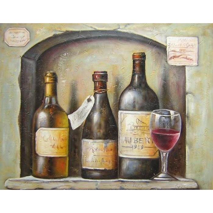 Verticale 60 x 40 cm Bottiglie di Vino in Acquerello I Bilderwelten Stampa su Tela XXL 